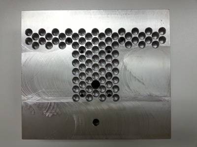 Mounting Block – Back: Showing ball-bearing placement holes.